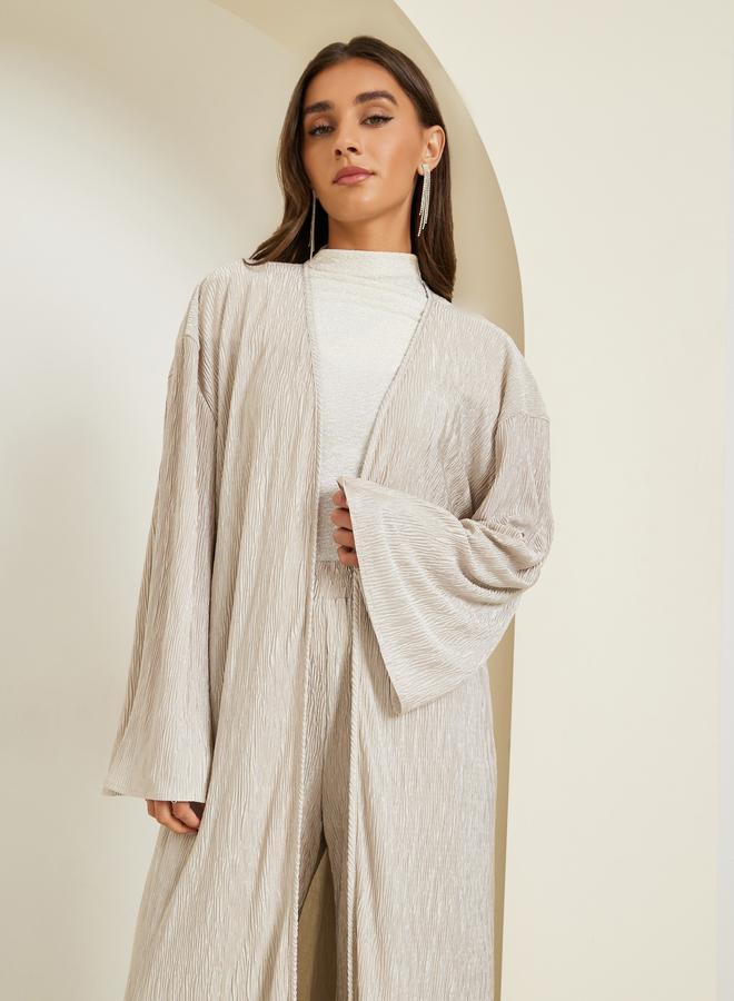 ستايلي كيمونو طويل بليسيه بقصة عادية - Image 1